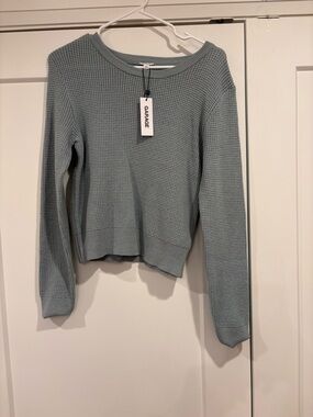 Garage Light Blue Waffle-Knit Crew Sweater